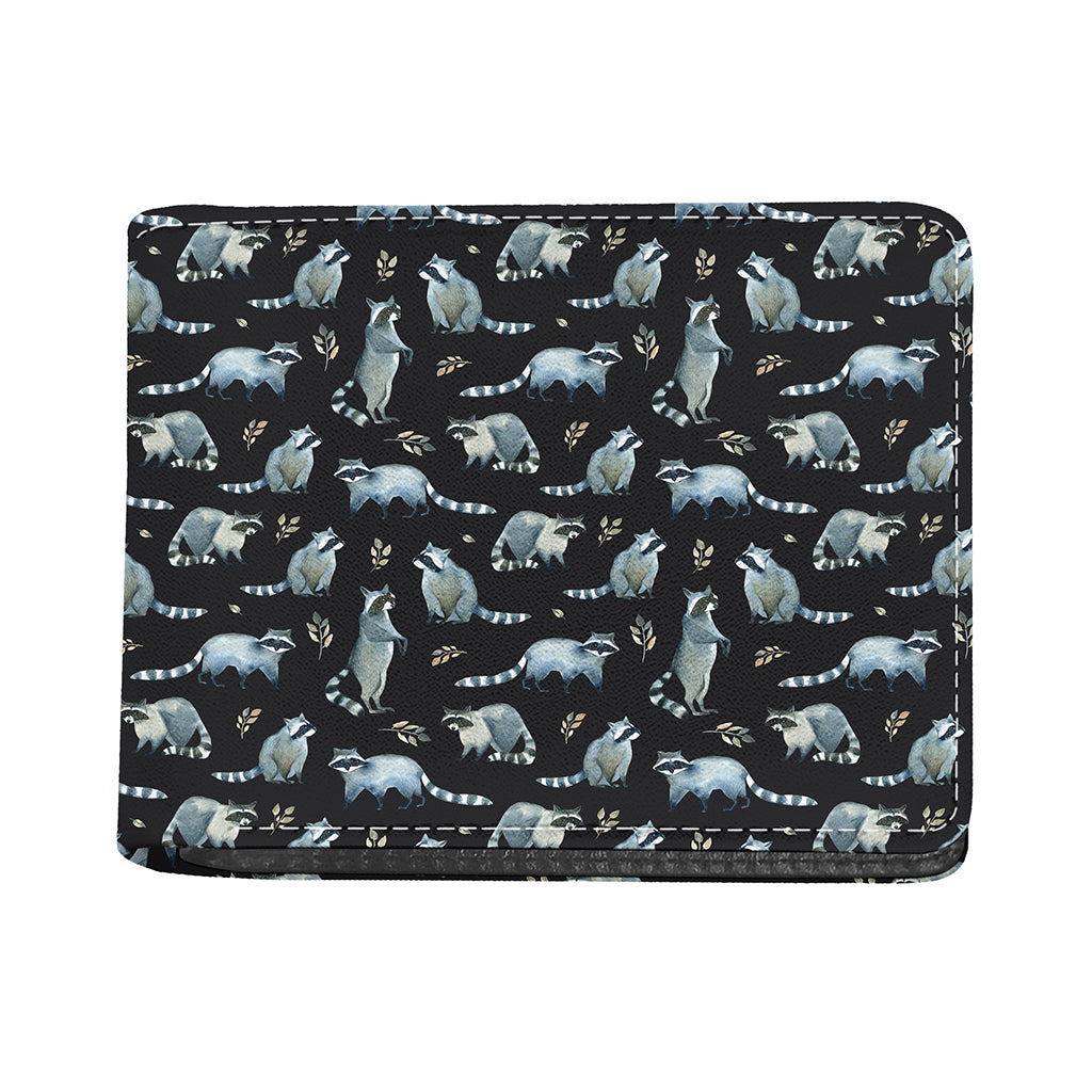 Watercolor Raccoon Pattern Print Bifold Wallet