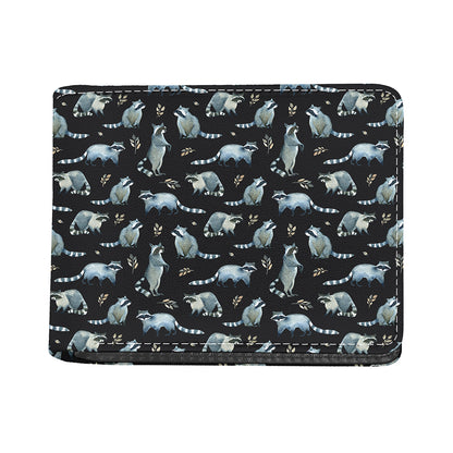 Watercolor Raccoon Pattern Print Bifold Wallet