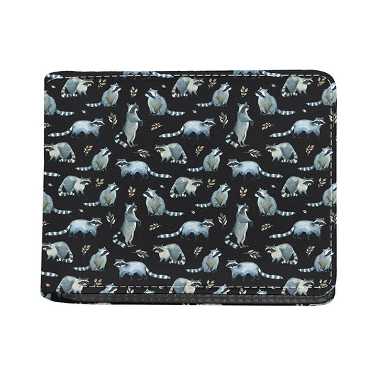 Watercolor Raccoon Pattern Print Bifold Wallet