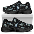 Watercolor Raccoon Pattern Print Black Chunky Shoes