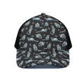 Watercolor Raccoon Pattern Print Black Mesh Trucker Hat