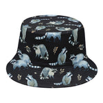 Watercolor Raccoon Pattern Print Bucket Hat