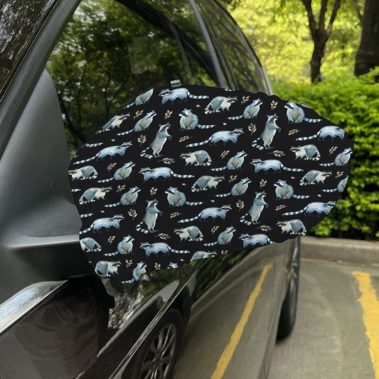 Watercolor Raccoon Pattern Print Car Side Mirror Covers