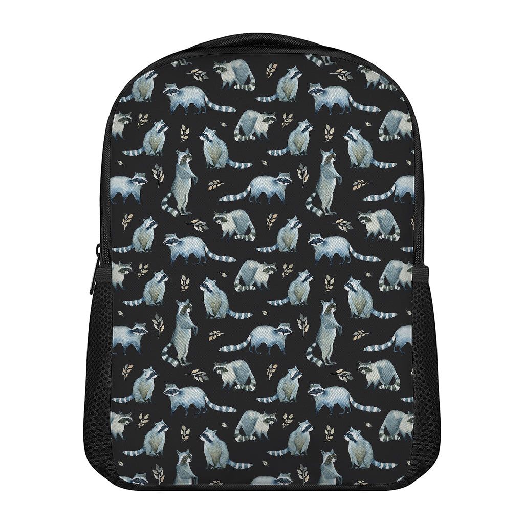 Watercolor Raccoon Pattern Print Casual Backpack