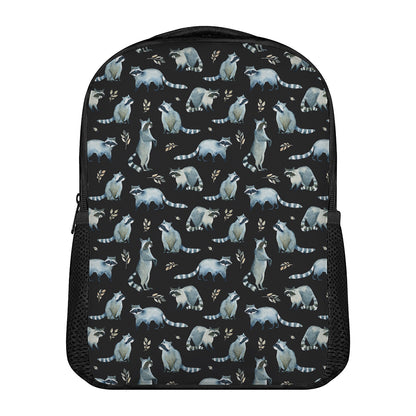 Watercolor Raccoon Pattern Print Casual Backpack