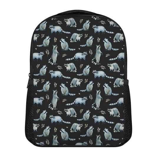 Watercolor Raccoon Pattern Print Casual Backpack