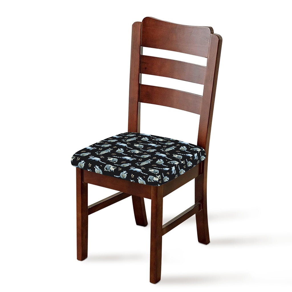 Watercolor Raccoon Pattern Print Chair Cushion Cover