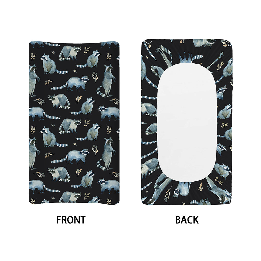 Watercolor Raccoon Pattern Print Changing Pad Cover