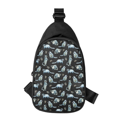 Watercolor Raccoon Pattern Print Chest Bag