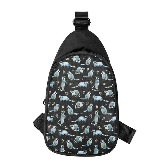 Watercolor Raccoon Pattern Print Chest Bag