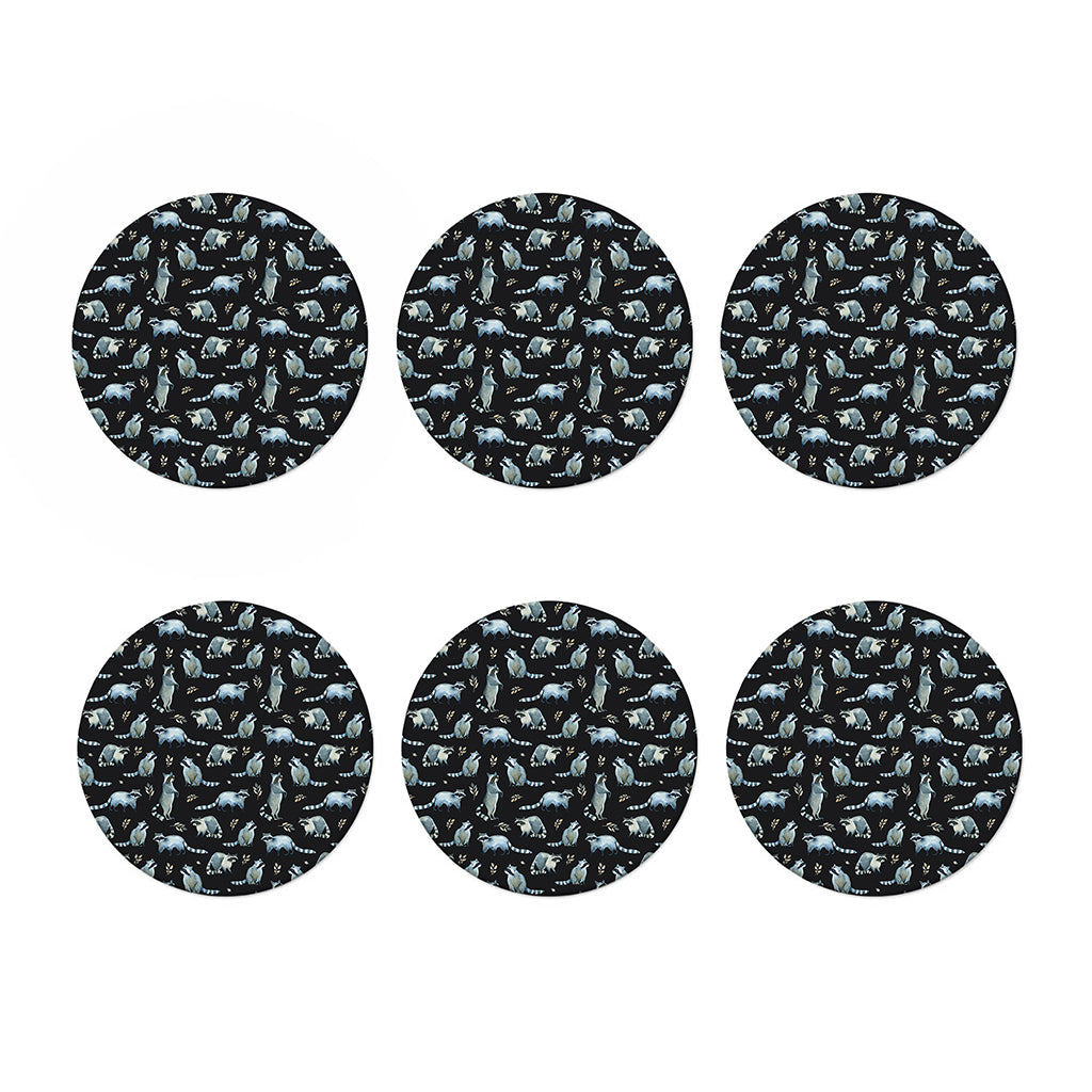 Watercolor Raccoon Pattern Print Coaster Set
