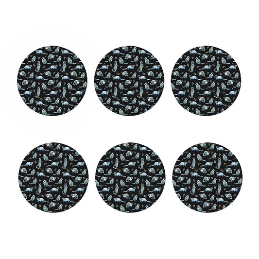 Watercolor Raccoon Pattern Print Coaster Set