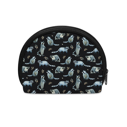 Watercolor Raccoon Pattern Print Coin Purse