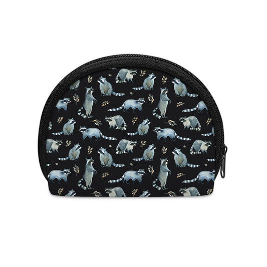 Watercolor Raccoon Pattern Print Coin Purse