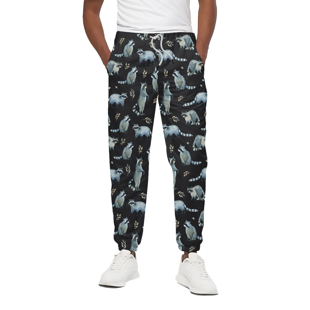 Watercolor Raccoon Pattern Print Cotton Pants