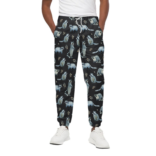 Watercolor Raccoon Pattern Print Cotton Pants