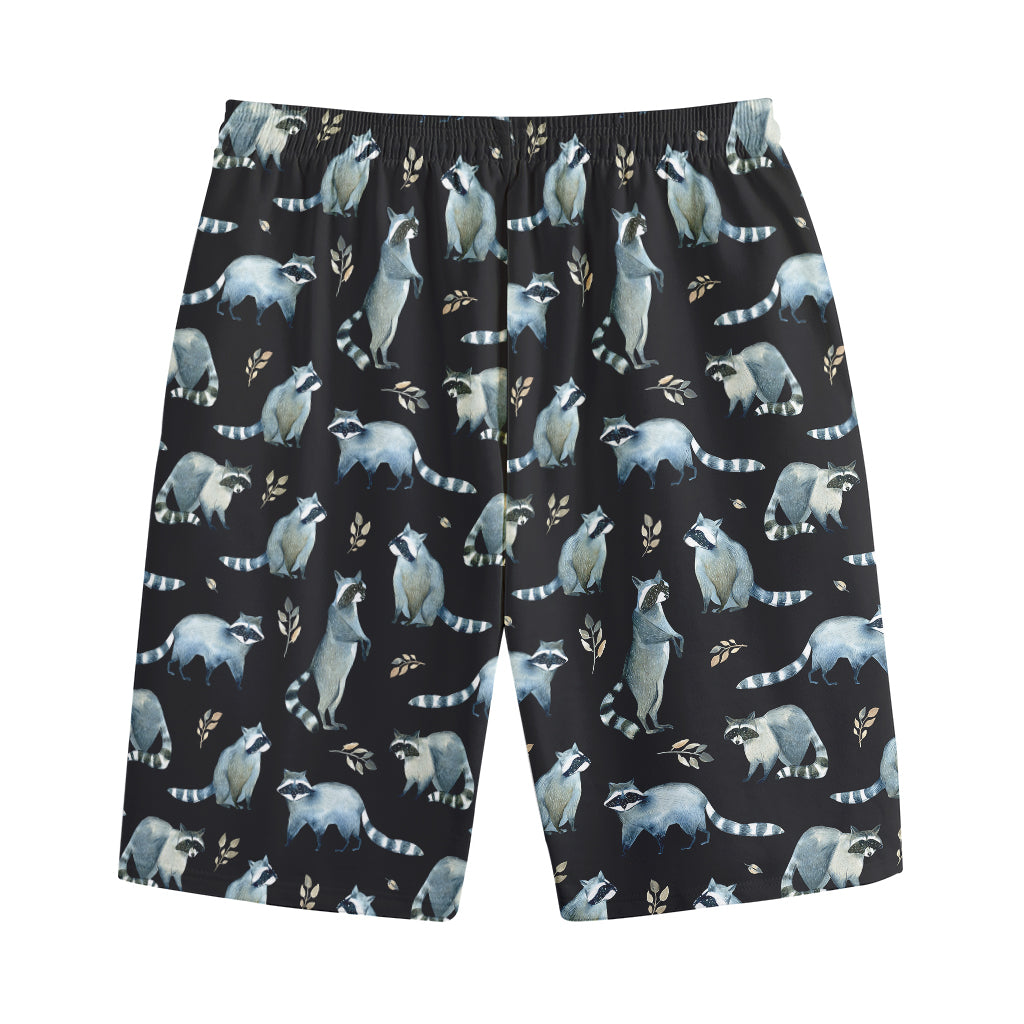Watercolor Raccoon Pattern Print Cotton Shorts
