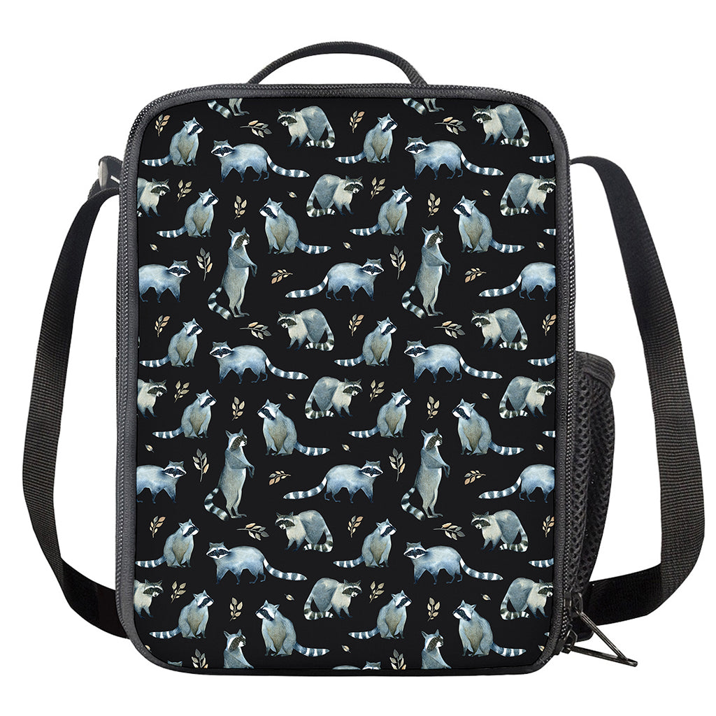 Watercolor Raccoon Pattern Print Crossbody Lunch Bag