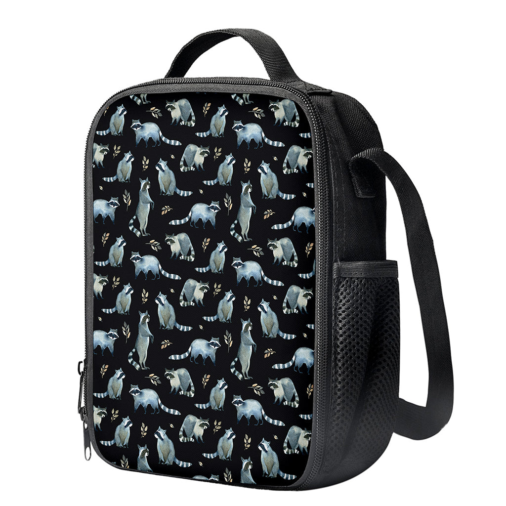 Watercolor Raccoon Pattern Print Crossbody Lunch Bag