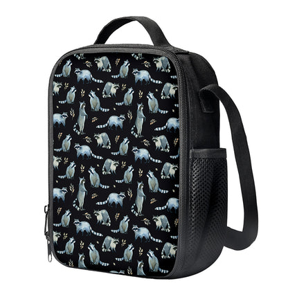 Watercolor Raccoon Pattern Print Crossbody Lunch Bag