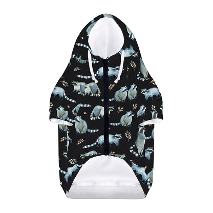 Watercolor Raccoon Pattern Print Dog Zip Up Hoodie