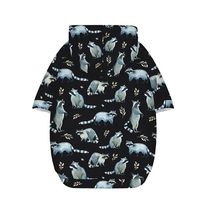 Watercolor Raccoon Pattern Print Dog Zip Up Hoodie