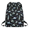 Watercolor Raccoon Pattern Print Drawstring Backpack