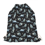 Watercolor Raccoon Pattern Print Drawstring Bag