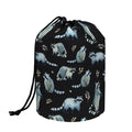 Watercolor Raccoon Pattern Print Drawstring Makeup Bag