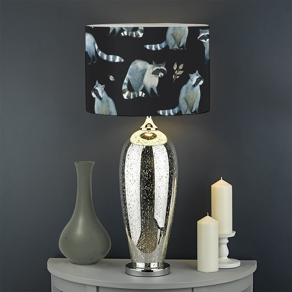 Watercolor Raccoon Pattern Print Drum Lamp Shade