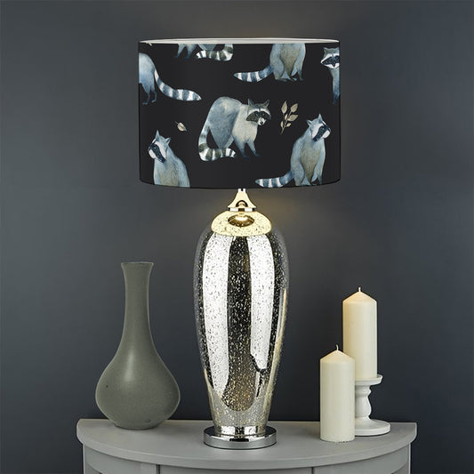 Watercolor Raccoon Pattern Print Drum Lamp Shade