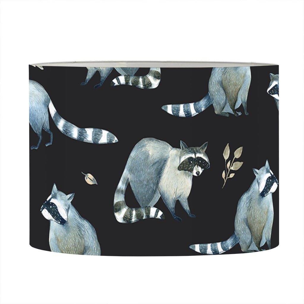 Watercolor Raccoon Pattern Print Drum Lamp Shade