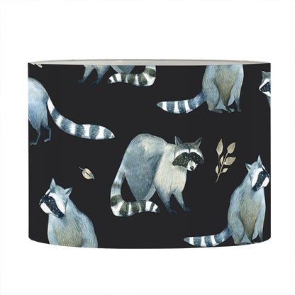 Watercolor Raccoon Pattern Print Drum Lamp Shade
