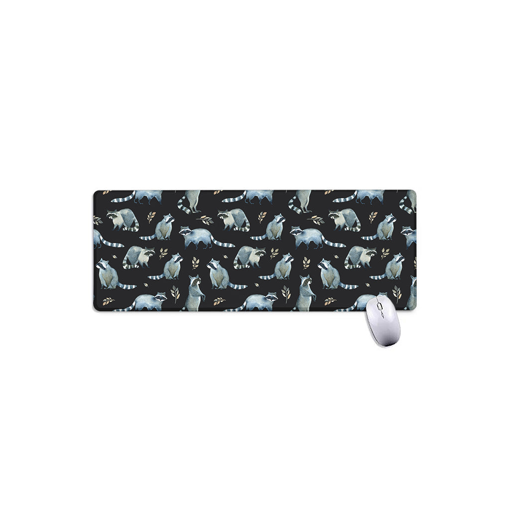 Watercolor Raccoon Pattern Print Extended Mouse Pad