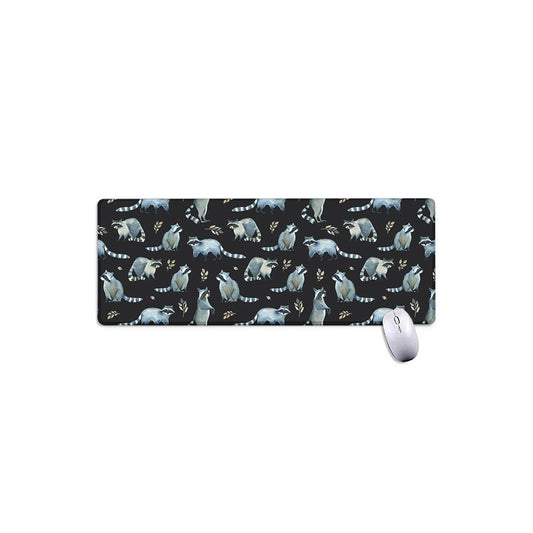 Watercolor Raccoon Pattern Print Extended Mouse Pad