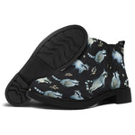 Watercolor Raccoon Pattern Print Flat Ankle Boots