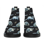 Watercolor Raccoon Pattern Print Flat Ankle Boots