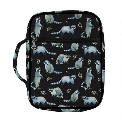 Watercolor Raccoon Pattern Print Front Pocket Bible Bag