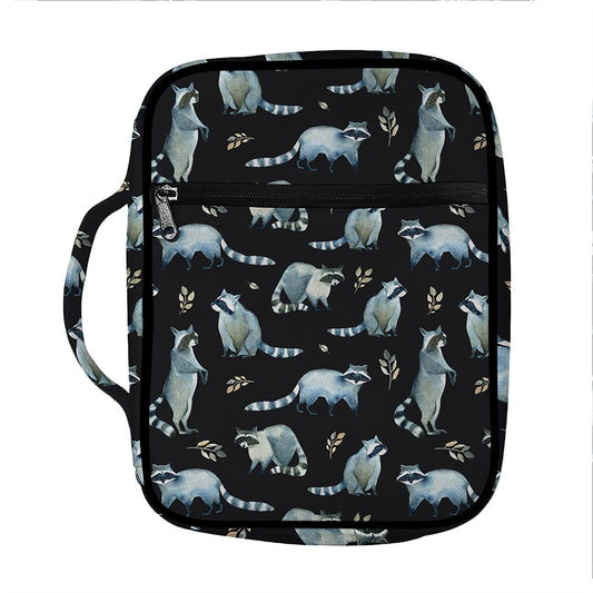 Watercolor Raccoon Pattern Print Front Pocket Bible Bag