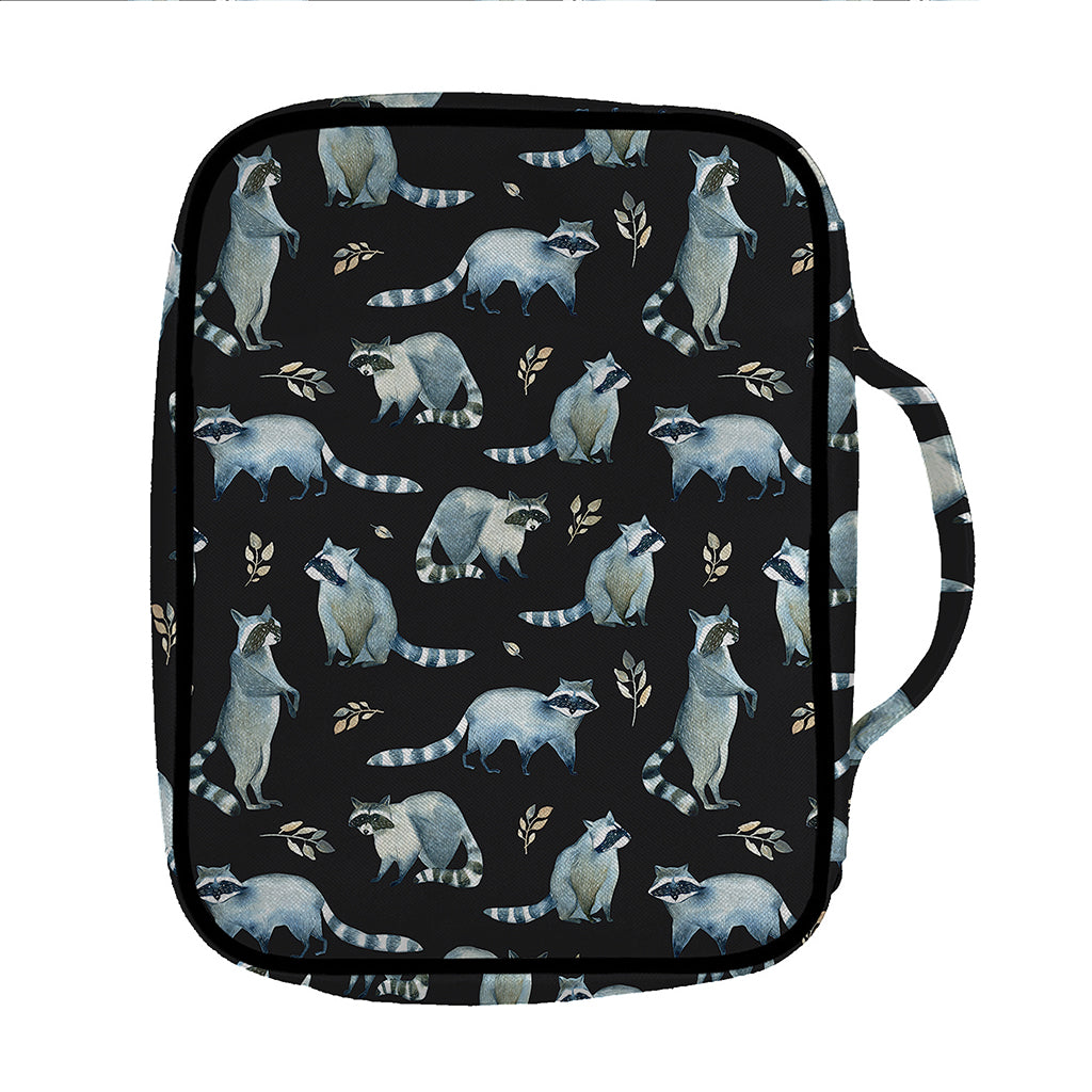 Watercolor Raccoon Pattern Print Front Pocket Bible Bag