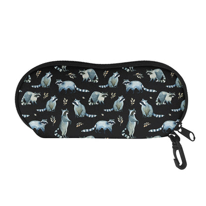 Watercolor Raccoon Pattern Print Glasses Case
