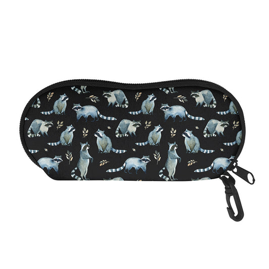 Watercolor Raccoon Pattern Print Glasses Case