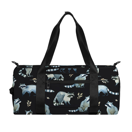 Watercolor Raccoon Pattern Print Gym Bag