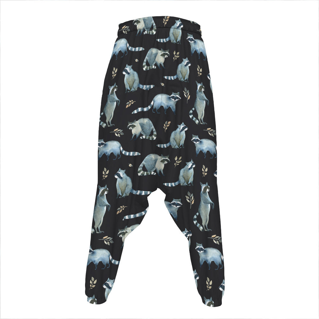 Watercolor Raccoon Pattern Print Hammer Pants
