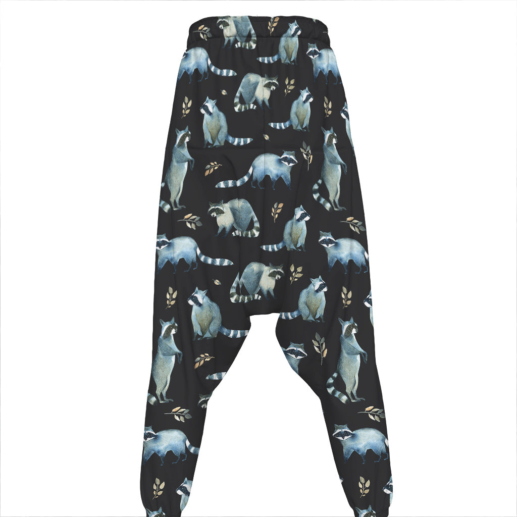 Watercolor Raccoon Pattern Print Hammer Pants