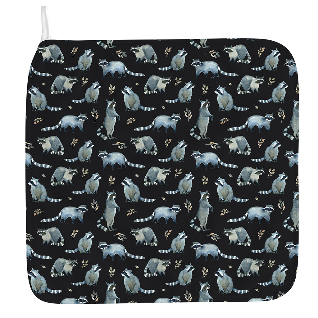 Watercolor Raccoon Pattern Print Hand Towel
