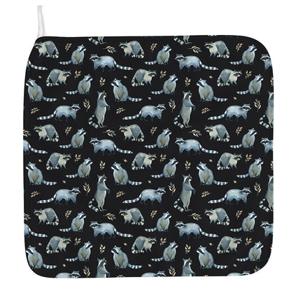 Watercolor Raccoon Pattern Print Hand Towel