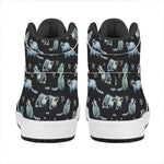 Watercolor Raccoon Pattern Print High Top Leather Sneakers