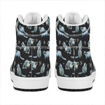Watercolor Raccoon Pattern Print High Top Leather Sneakers