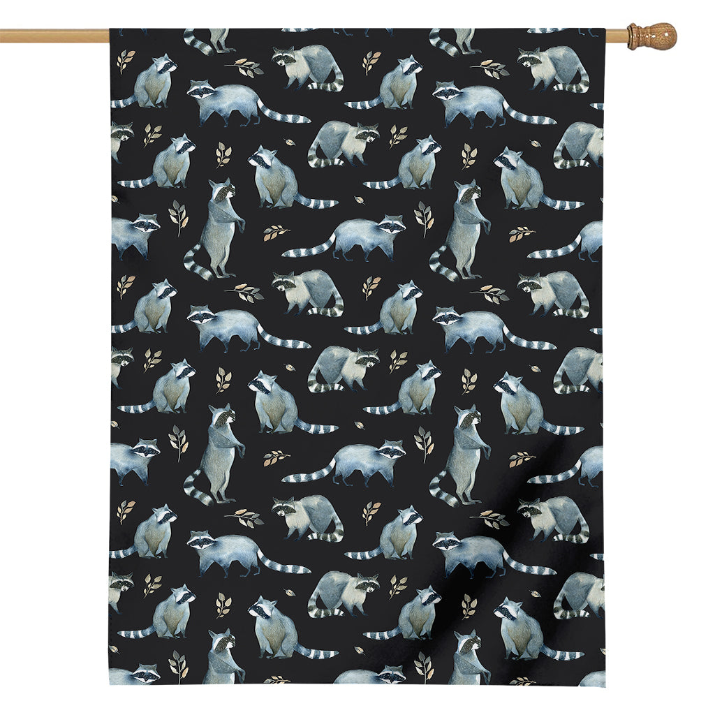 Watercolor Raccoon Pattern Print House Flag